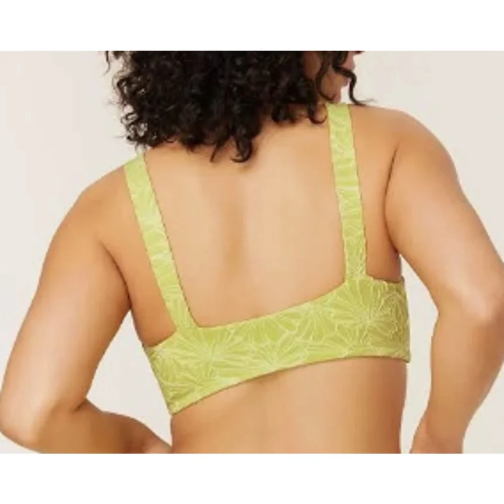 NWT Andie Women's The Portofino Bikini Swim Top Floral Daiquiri Textured Green S